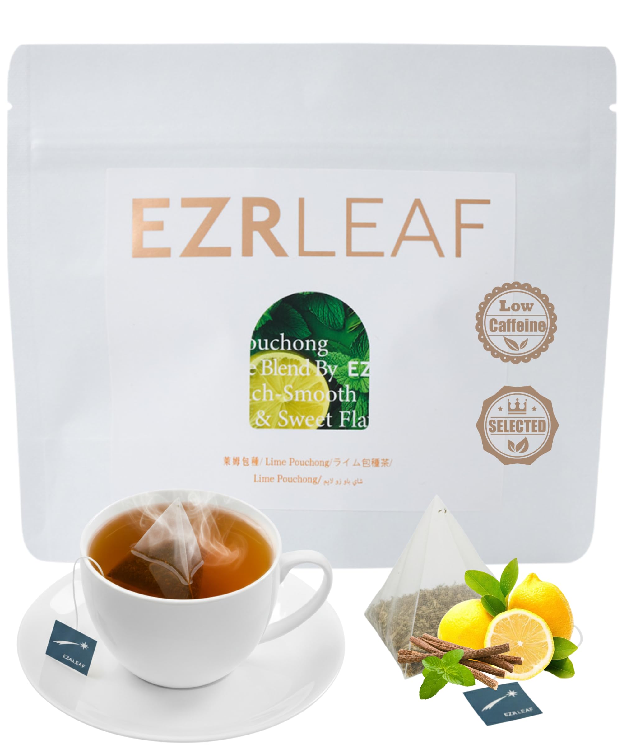 Decaf Herbal Tea Sampler – EZR Leaf 22ct Caffeine-Free Pyramid Bags, Assorted Fruit & Floral Blends with Lemon Verbena, Chamomile Mint, Dreamland, Roselle – Variety Tea Assotment Gift Set for Tea Lovers