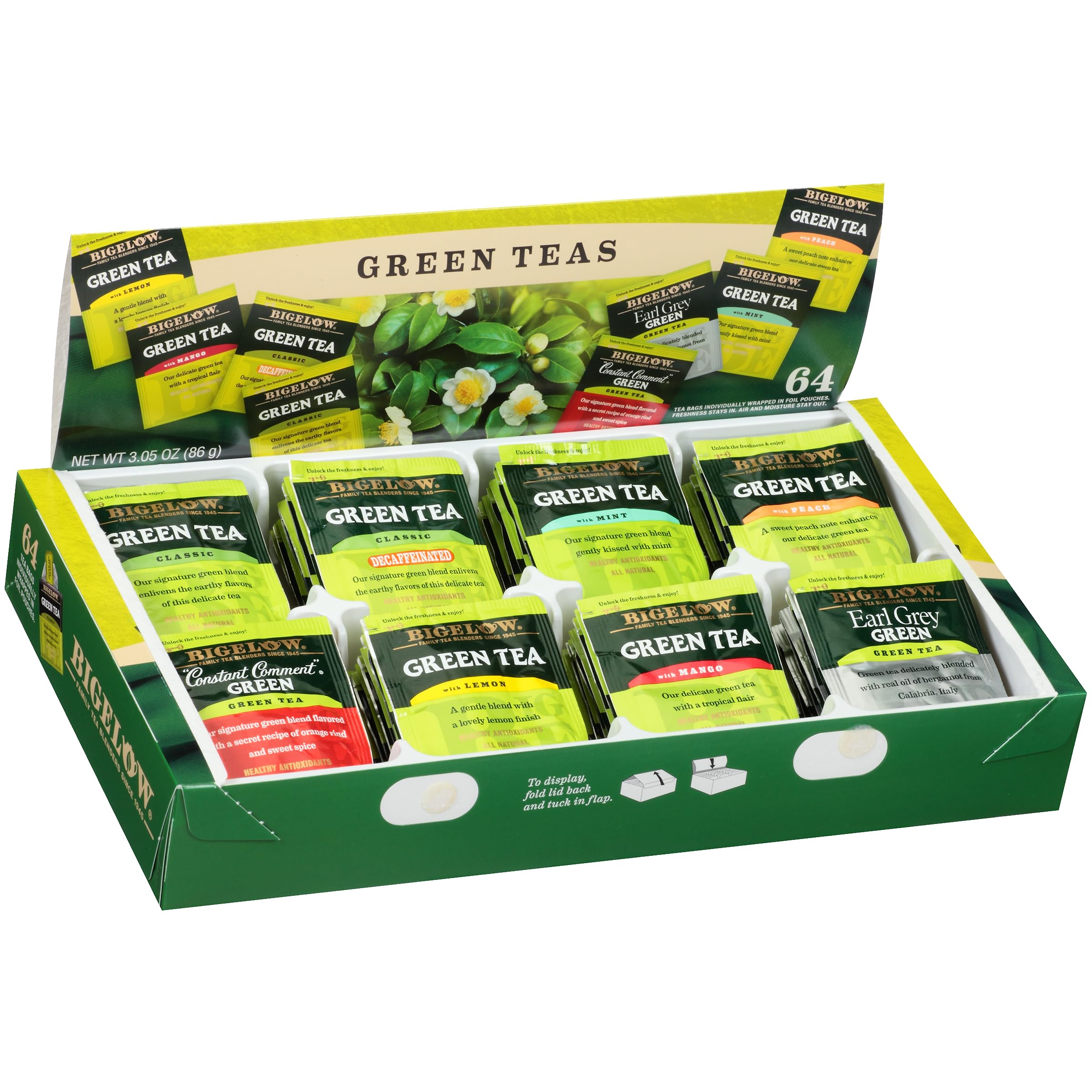 Bigelow Tea Caffeine Free 6 Flavor Herbal Tea Variety Pack, Decaf Tea with Mint Medley, Cozy Chamomile, Orange and Spice, Sweet Dreams, Perfect Peach, and Lemon Ginger, (Pack of 6), 118 Total Tea Bags
