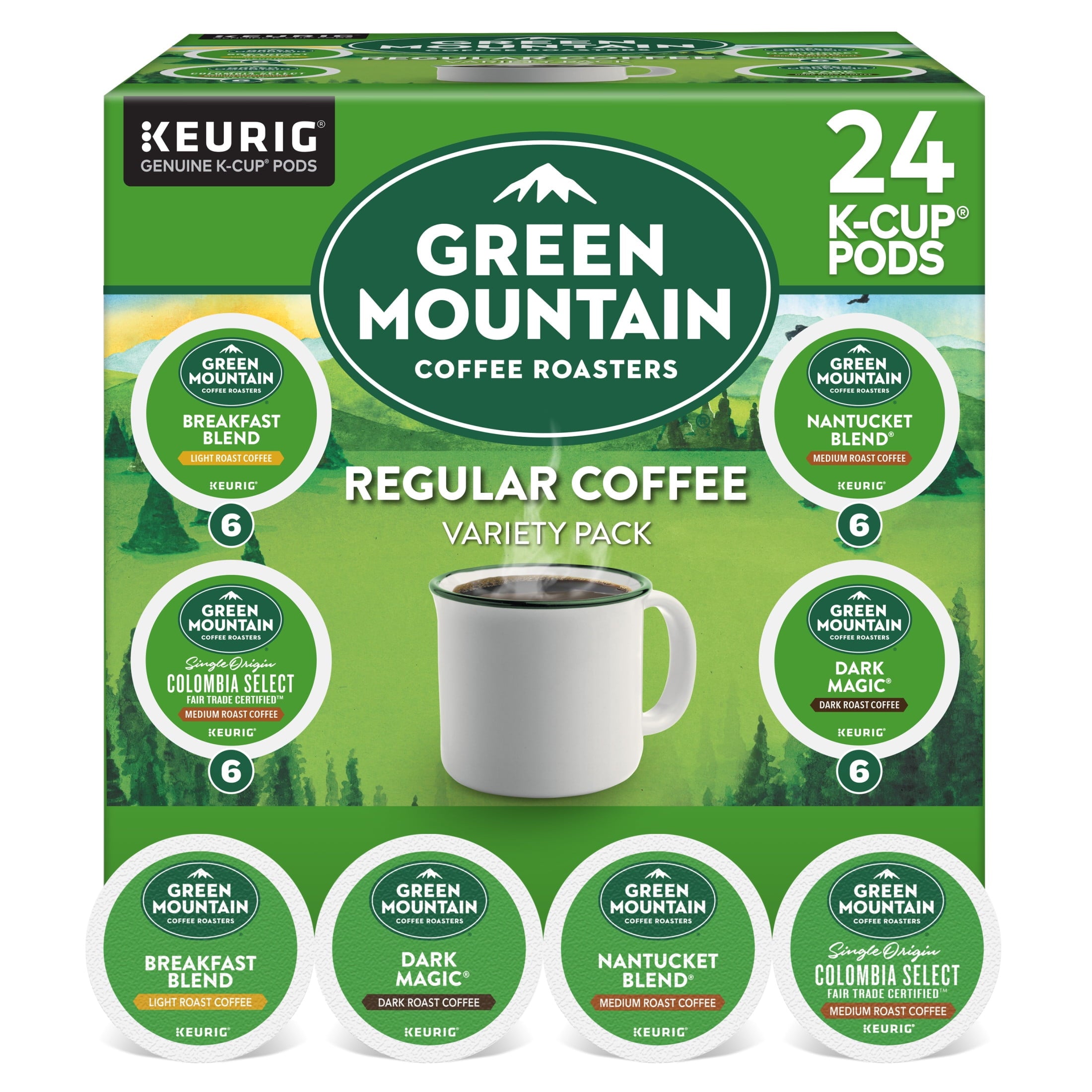 (4 pack) Green Mountain Coffee Roasters, Nantucket Blend Medium Roast K-Cup Coffee Pods, 24 Count
