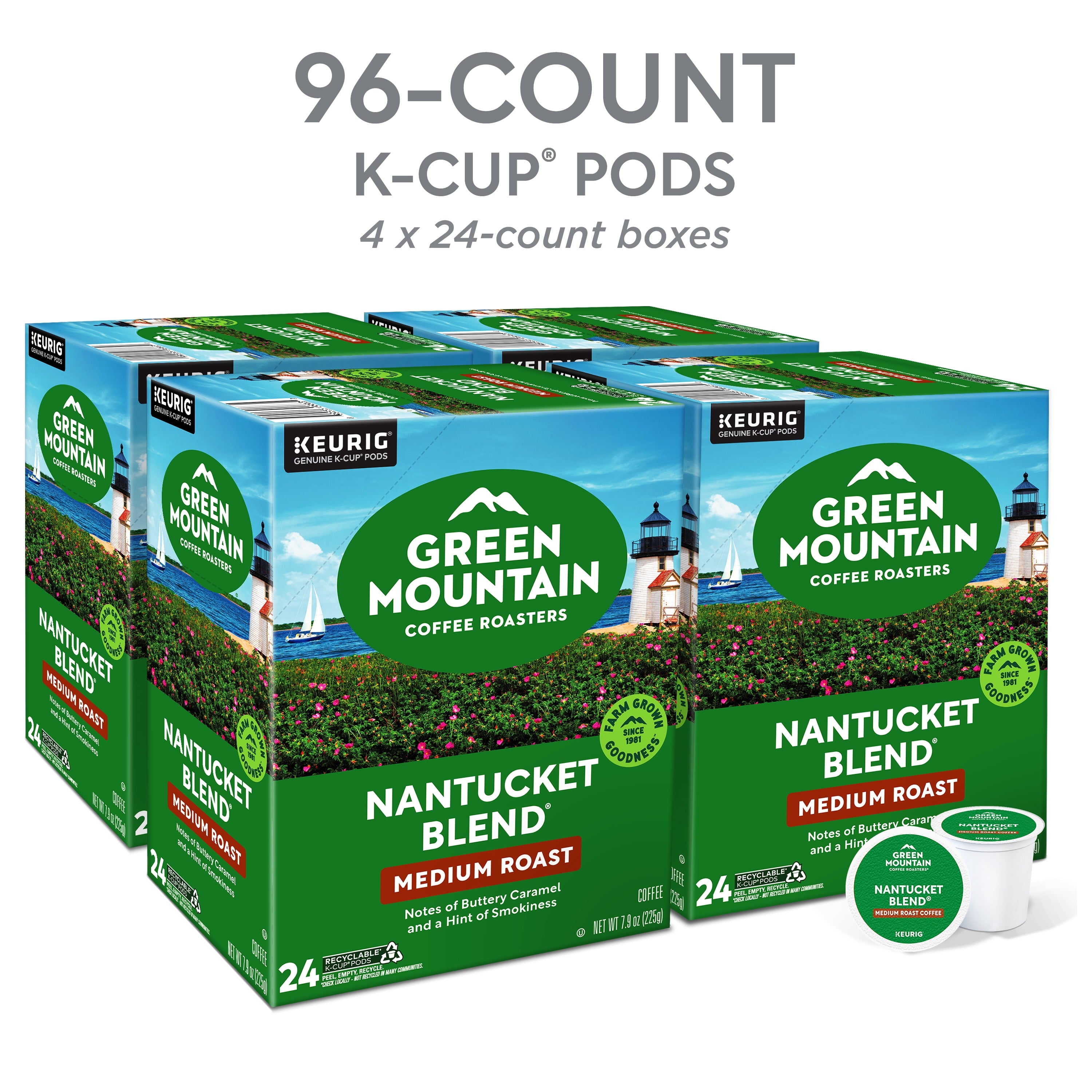 (4 pack) Green Mountain Coffee Roasters, Nantucket Blend Medium Roast K-Cup Coffee Pods, 24 Count