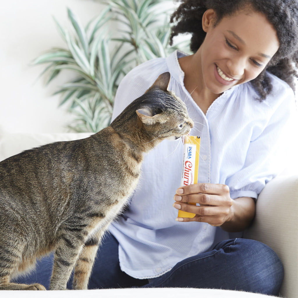 INABA Churu Cat Treats, Lickable, Squeezable Creamy Purée with Vitamin E, 0.5 Ounces per Tube, 120 Tubes Total, Chicken Variety