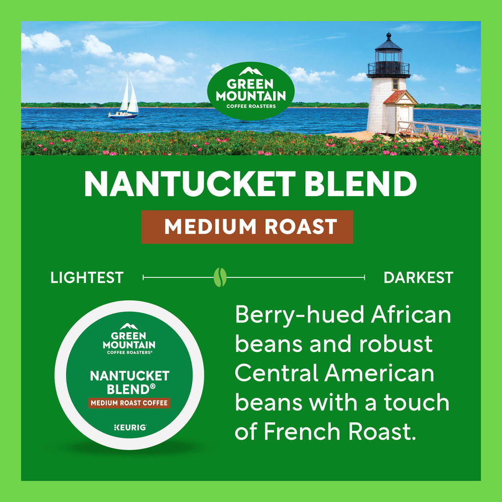 (4 pack) Green Mountain Coffee Roasters, Nantucket Blend Medium Roast K-Cup Coffee Pods, 24 Count